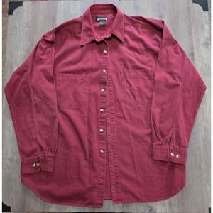 Graphite Jean Wear Burgandy Red Button Up Long Sleeve Shirt Mens Large